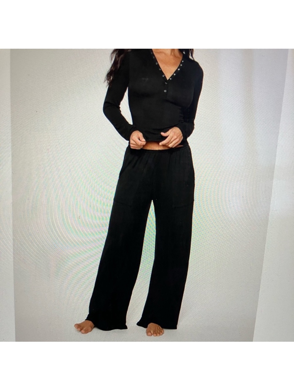 Yitty Soft Rib Wide Leg Pants Black Size 2X NWT